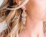 Vintage Dangle Earrings - A beautiful bride wear Bridal Leaf Dangle Earrings with detail dimention - Hundred Hearts 