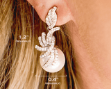 Pearl Wedding Earrings - A beautiful bride wear Pearl Drop Earrings with detail dimension - Hundred Hearts 
