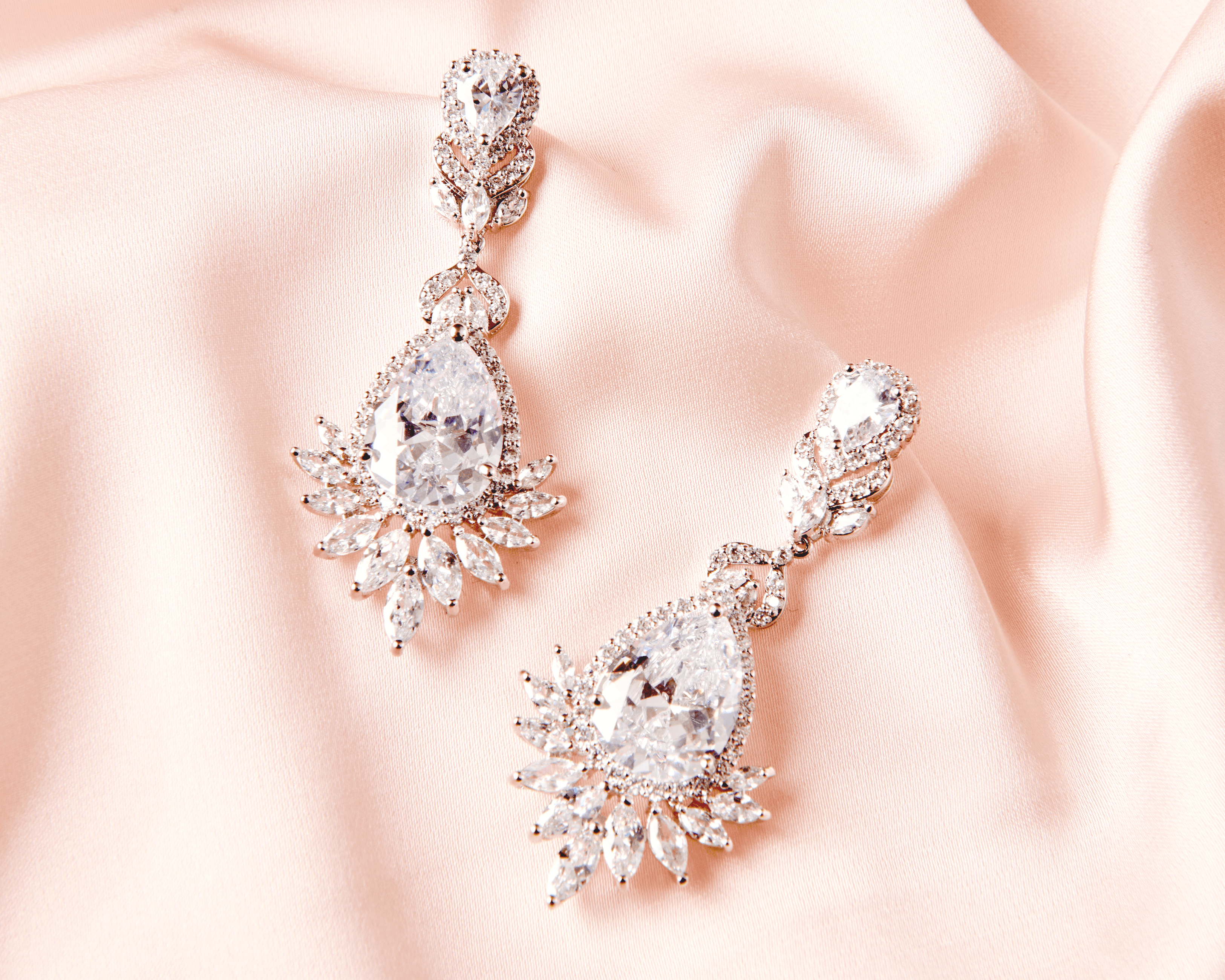 Crystal Chandelier Earrings - Silver Bridal Chandelier Earrings - Hundred Hearts