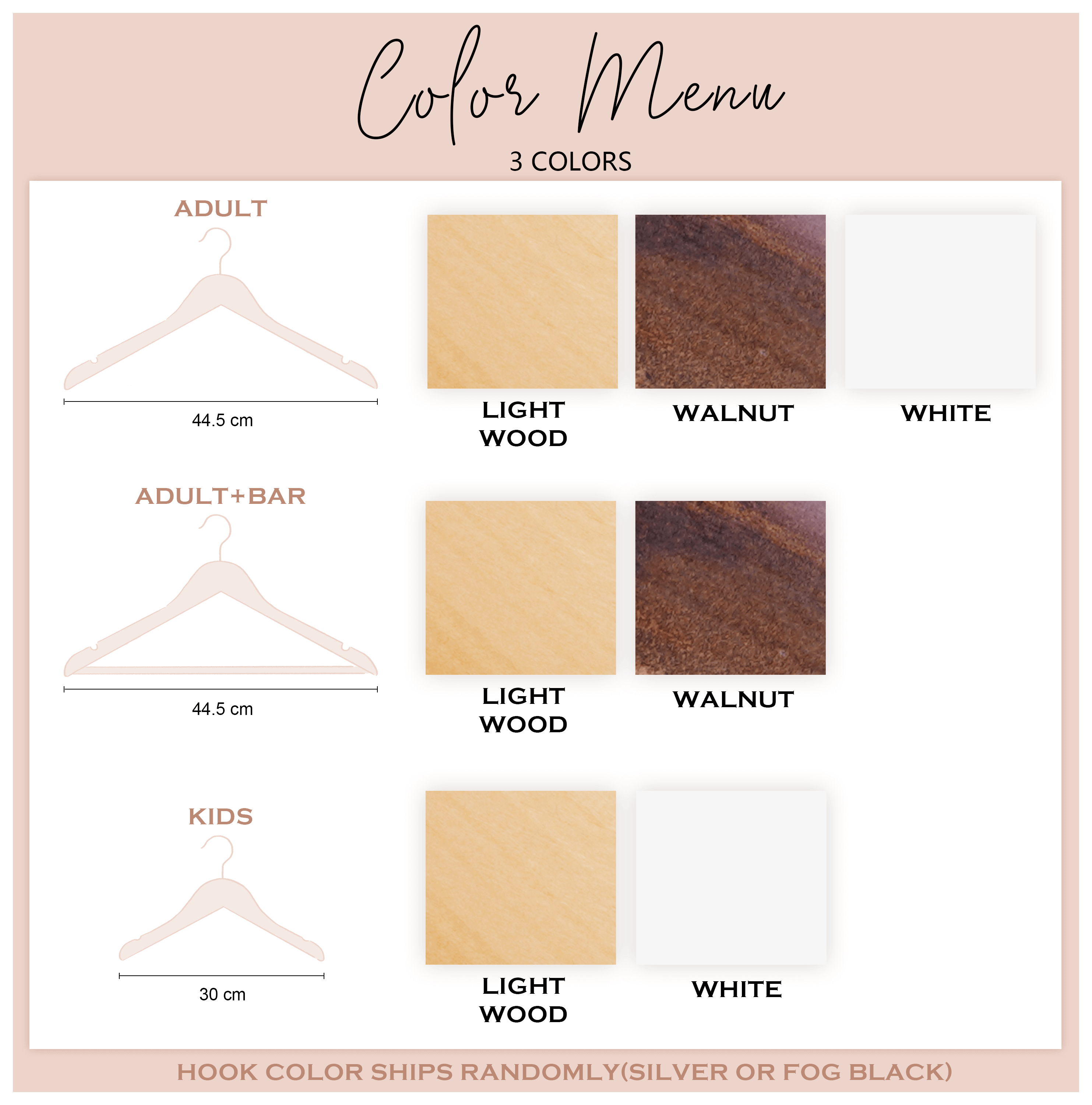 Personalized Bridal Wooden Hanger color menu