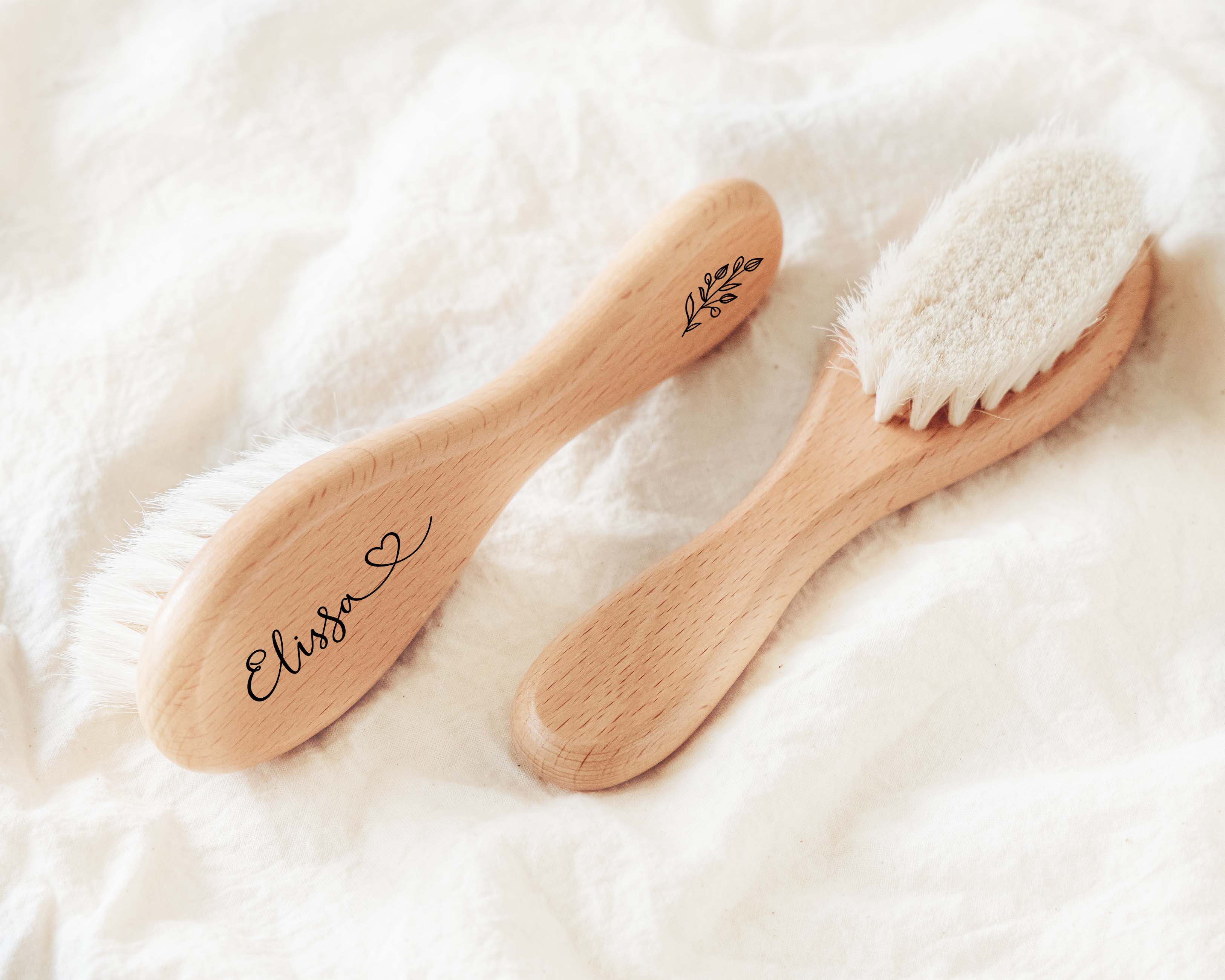 Personalized Baby Hair Brush custom engraved with the baby's name! Our personalized baby hair brush is perfect item for baby shower gifts. - Hundred Hearts