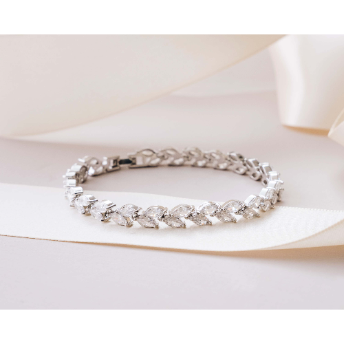 Non-Adjustable Crystal Wedding Bracelet in Silver/Gold/Rose Gold