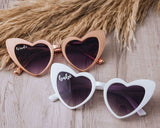 Heart Sunglasses - Rose Gold and White Heart Sunglasses wit bride & babe text - Hundred Hearts