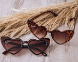 Heart Sunglasses - Brown and Tortoise Heart Sunglasses wit bride & babe text - Hundred Hearts